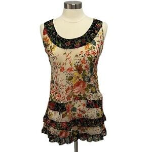 Rue 21 Sheer Floral Sleeveless Top Sz SM